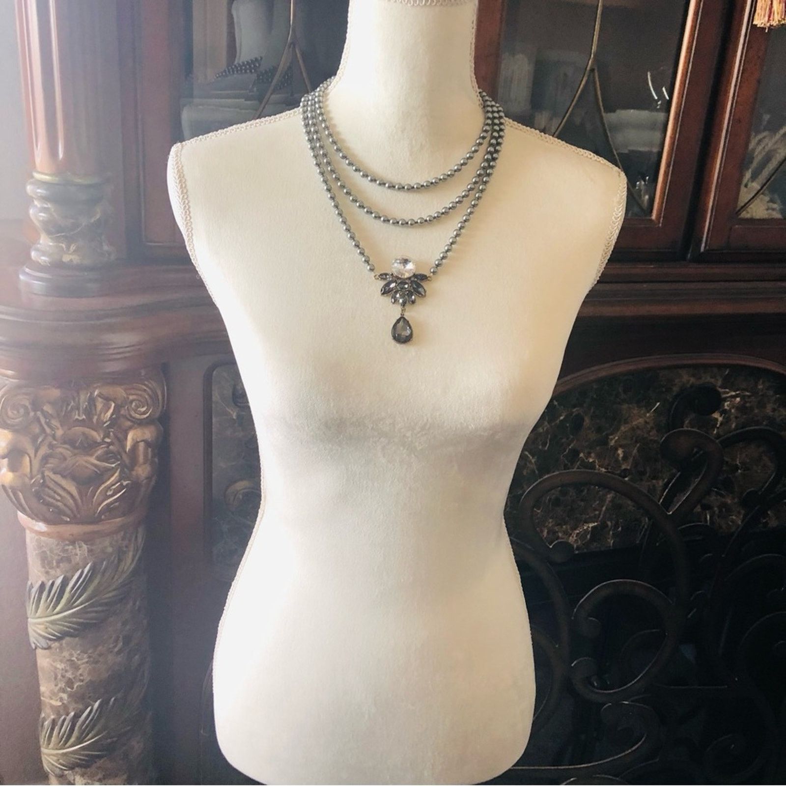 Handmade Handcrafted repurpose charcoal cluster Pearl necklace Size ONE SIZE - 6 Thumbnail