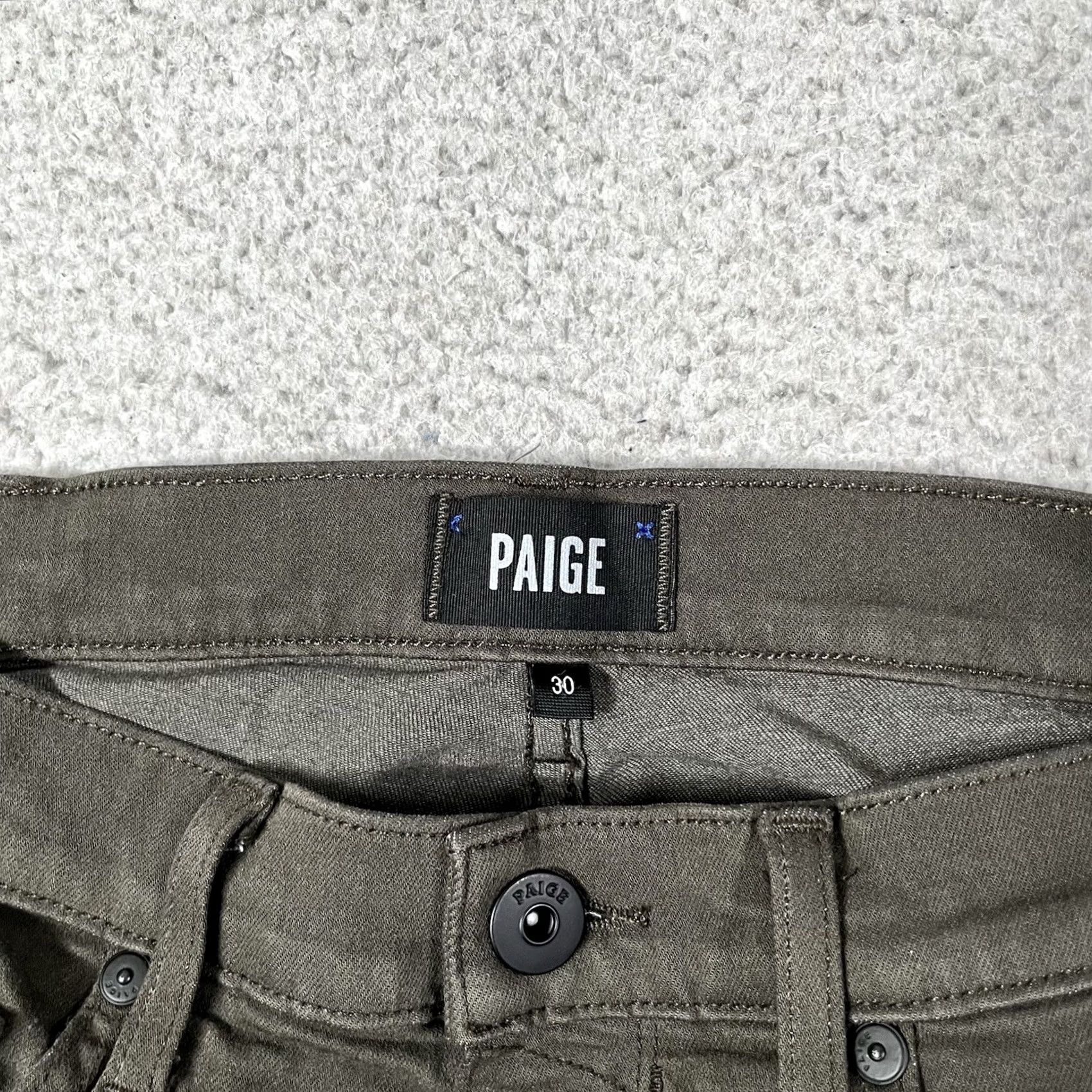 Paige Paige Jeans Mens Slim Straight 30 Green Stretch Federal Denim USA 5-Pocket Slim Fit Regular Waist Size 30 Inseam 28in Size US 30 / EU 46 - 2 Thumbnail