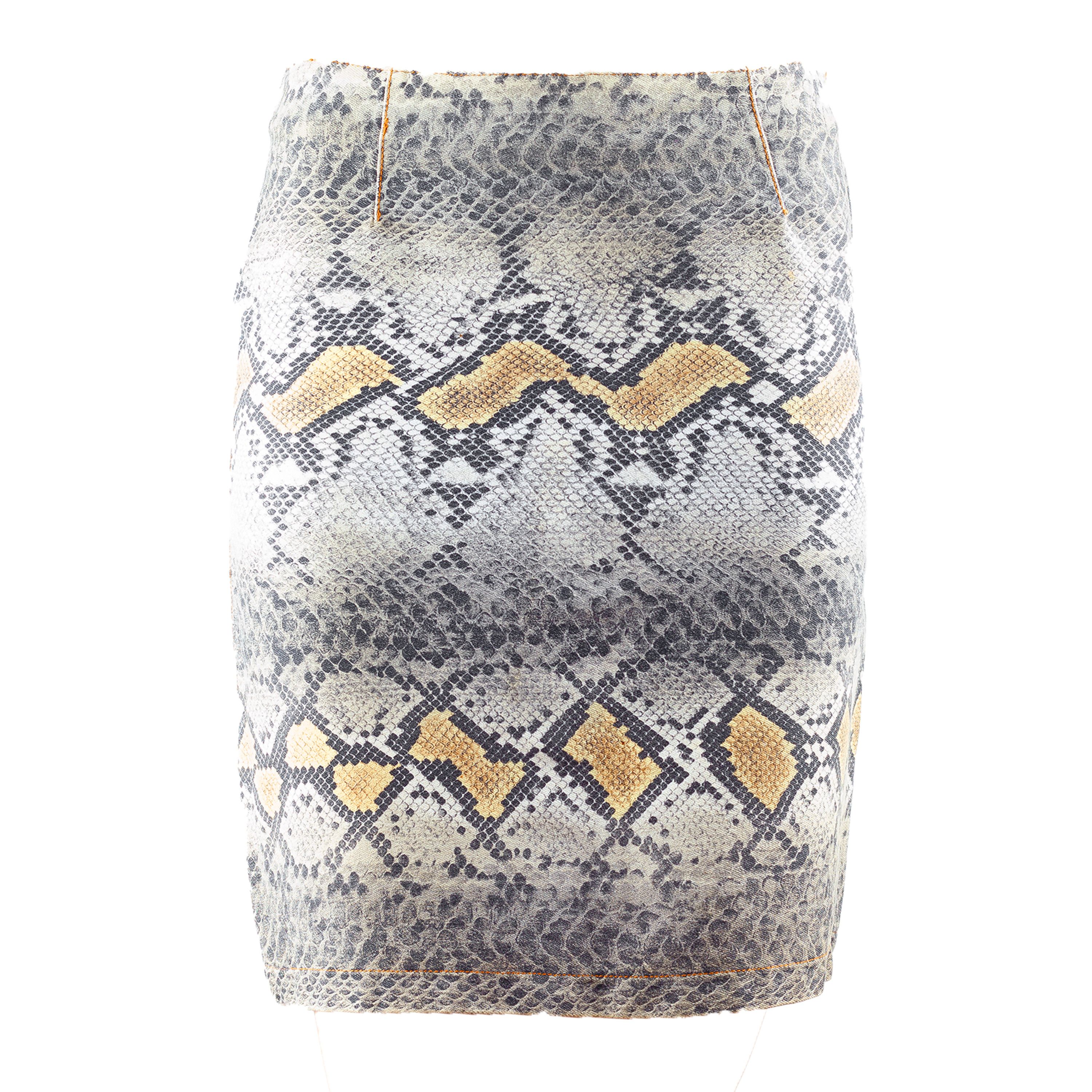 Roberto Cavalli Snake Print Vintage Midi Pencil Skirt (S)