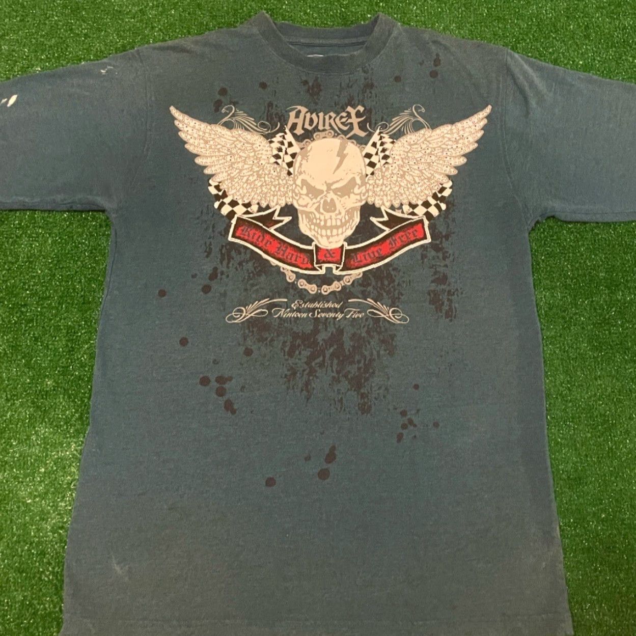 Avirex VINTAGE Avirex T-Shirt Men M Blue Jewel Embellished Skull Wings Grunge Punk Y2K VTG Shirt Mens M Blue Punk Y2K Avirex Shirt Size US M / EU 48-50 / 2 - 5 Thumbnail