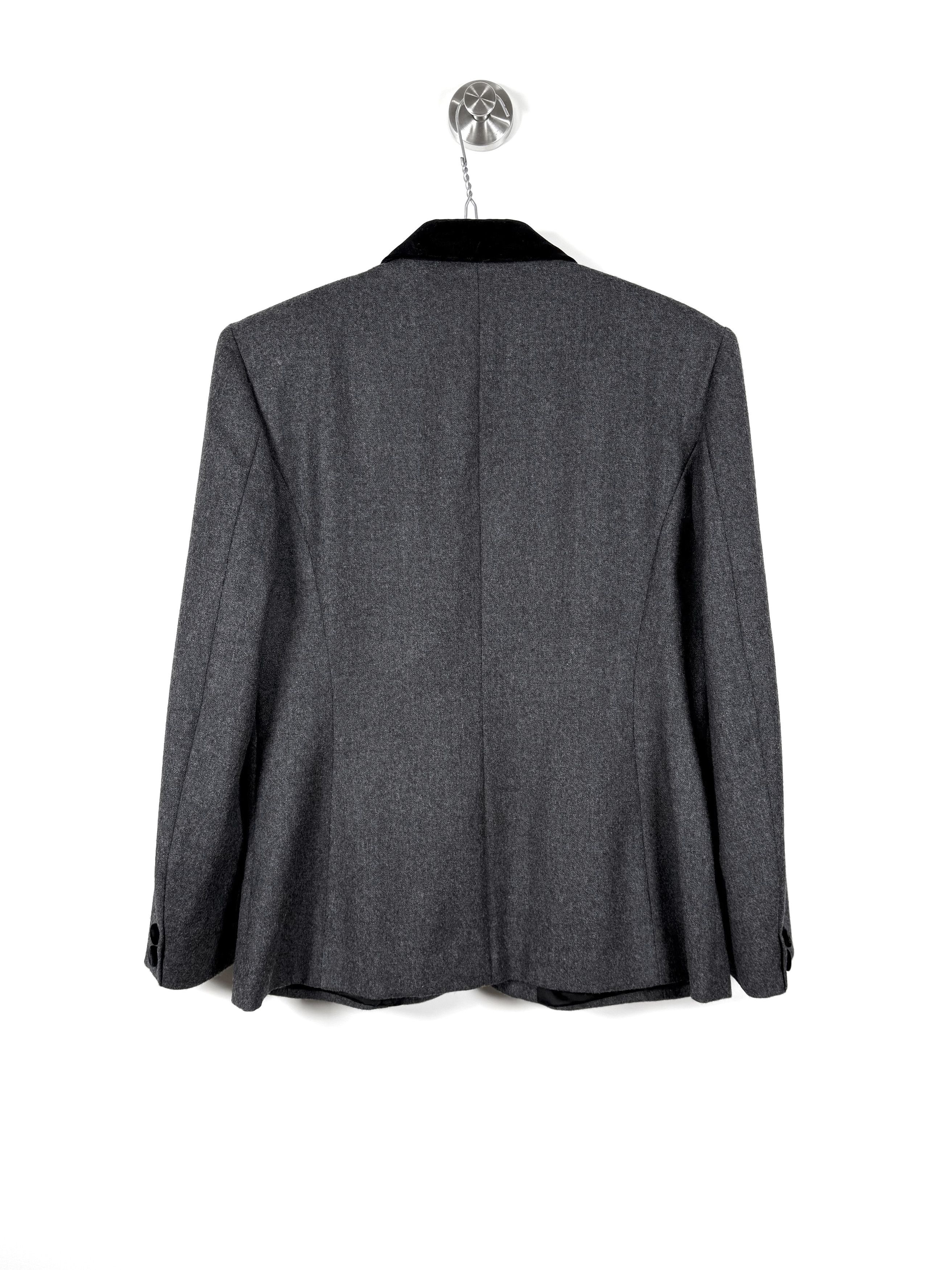 Vintage Vintage Grey Wool Blazer with Velvet Appliqué Details (M) Size M / US 6-8 / IT 42-44 - 6 Thumbnail