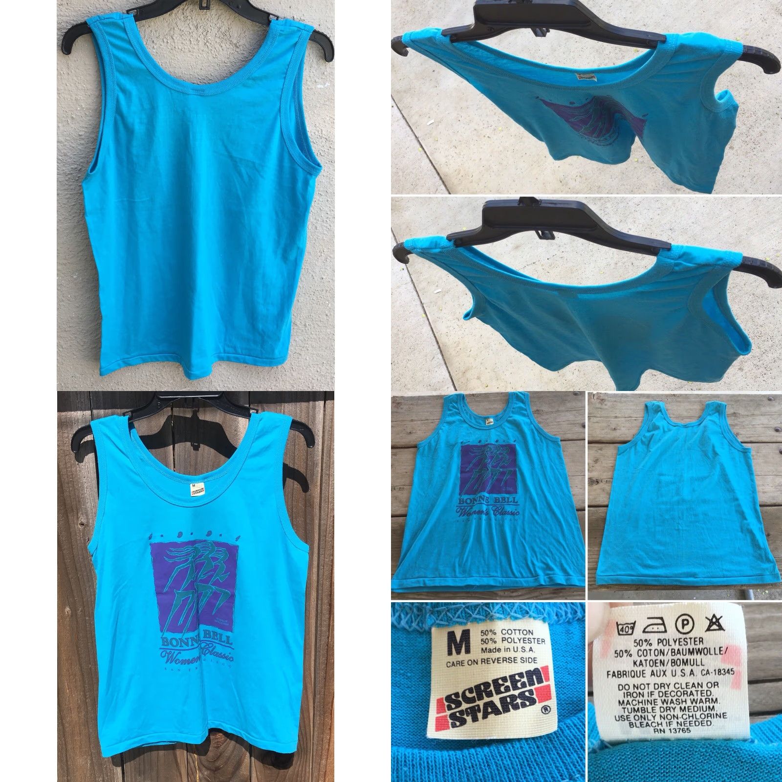 Vintage VINTAGE Screen Stars San Francisco Tank Top Women’s M Bonnie Bell 1991 Turquoise Blue Sleeveless 50/50 Cotton Polyester Tank Top Mens? No, Women. Size M / US 6-8 / IT 42-44 - 8 Thumbnail