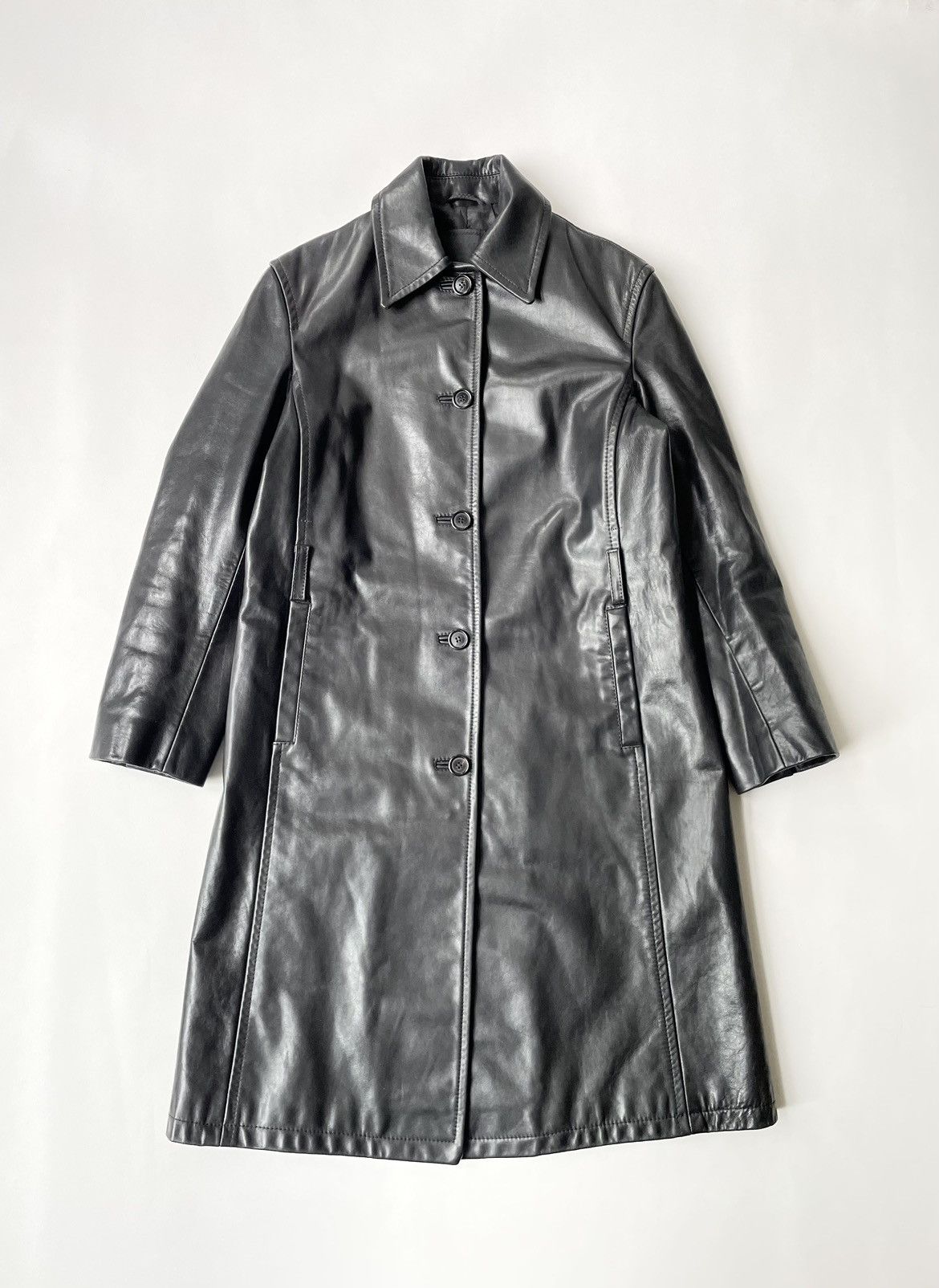 Prada A/W 2000 Black Leather Overcoat Size S / US 4 / IT 40 - 17 Thumbnail