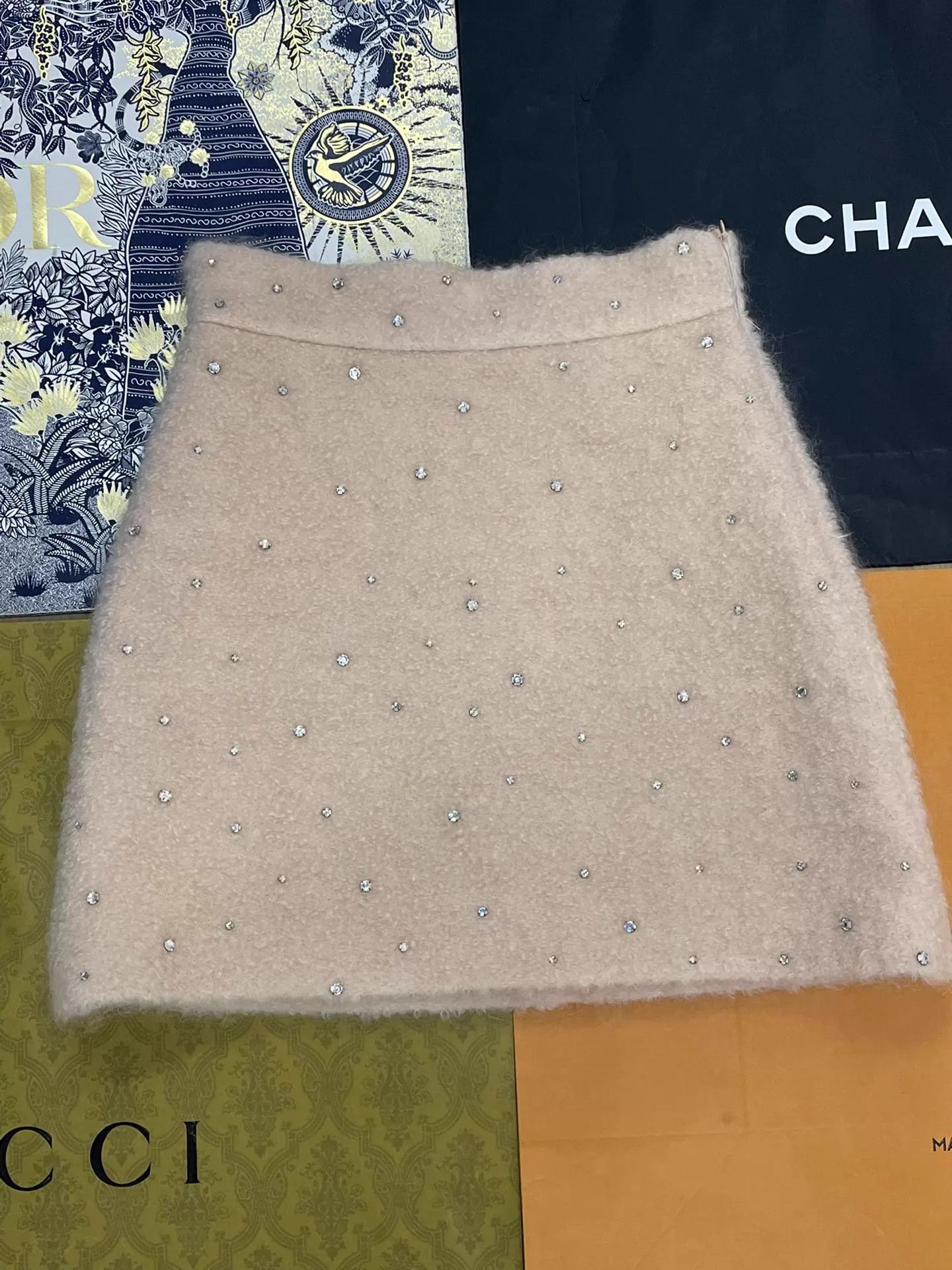 Miu Miu MIU MIU women's elegant pink rhinestone skirt 38 Size 26" / US 2 / IT 38 - 1 Thumbnail