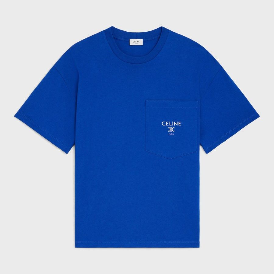 Celine o1d2blof0226 Cotton Jersey T-Shirt in Royal Blue Size US M / EU 48-50 / 2 - 1 Thumbnail