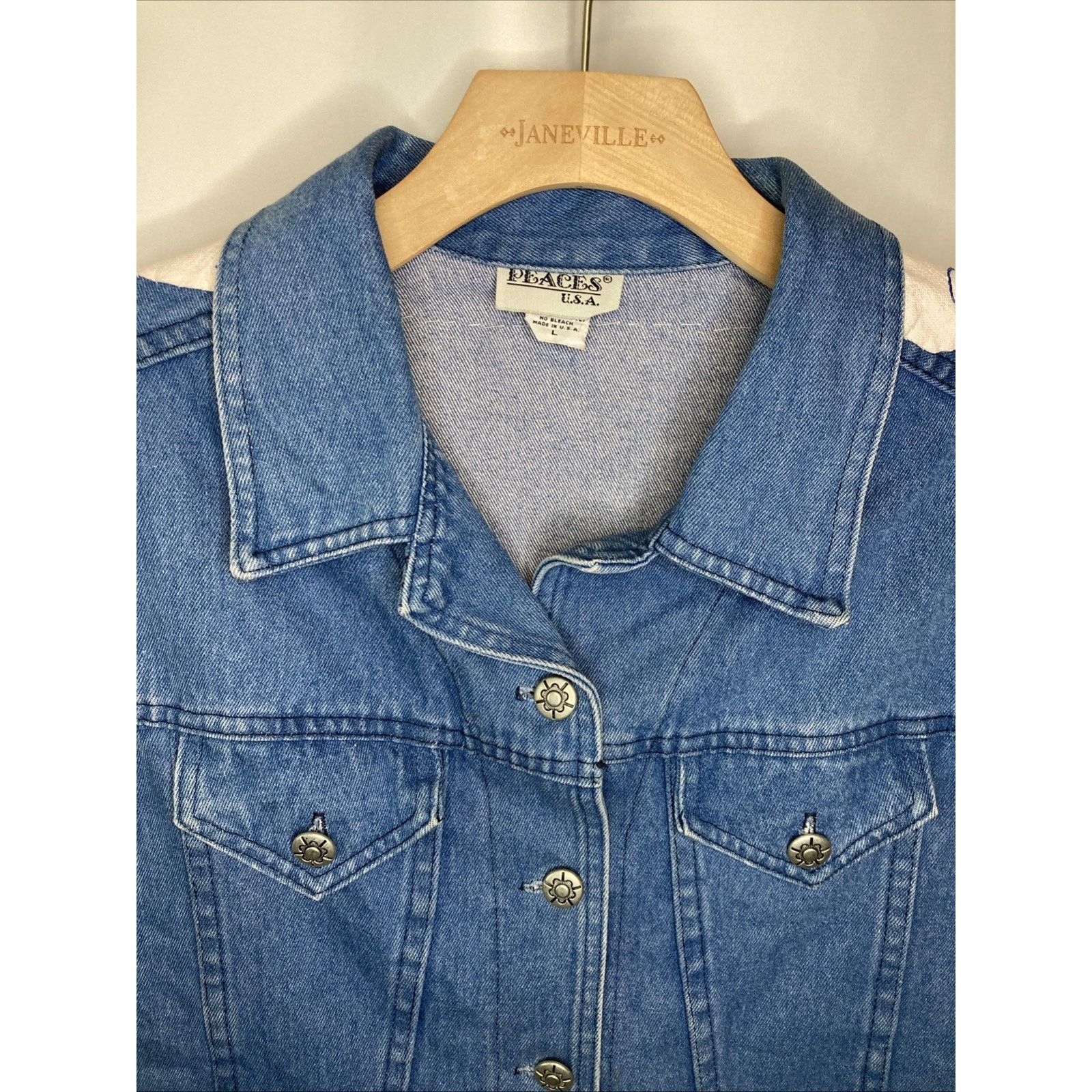Other Vintage 90s Large Granny Cottagecore Prairie Denim Vest Size L / US 10 / IT 46 - 11 Thumbnail
