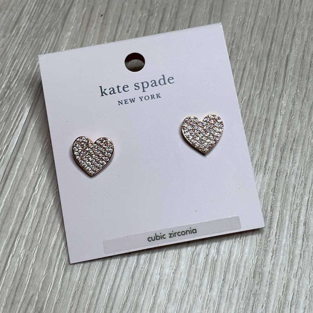 Kate Spade Kate Spade yours truly pave heart studs earrings Rose Gold Size ONE SIZE - 3 Thumbnail