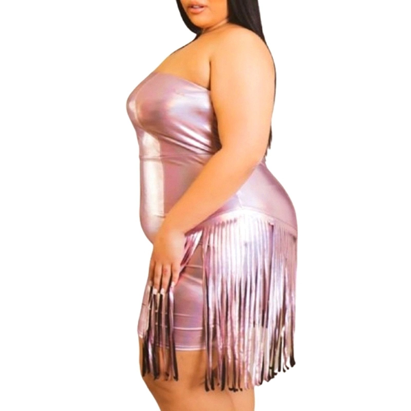 Other ALAINA ☆ PINK METALLIC ☆ STRAPLESS ☆ FRINGE DRESS ☆ 4x ☆ NWT Size 4XL / US 24-26 - 4 Thumbnail