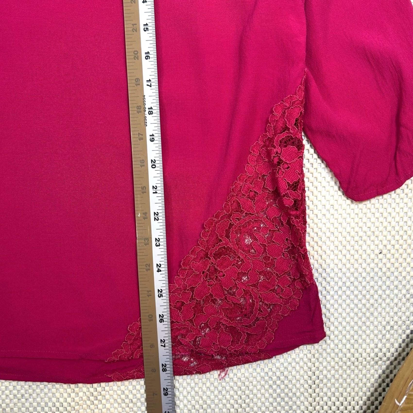 Gap Gap Blouse Top Keyhole Neckline 3/4 Sleeve Lace Detail Pink Womens XXL Size XXL / US 16-18 / IT 52-54 - 5 Thumbnail
