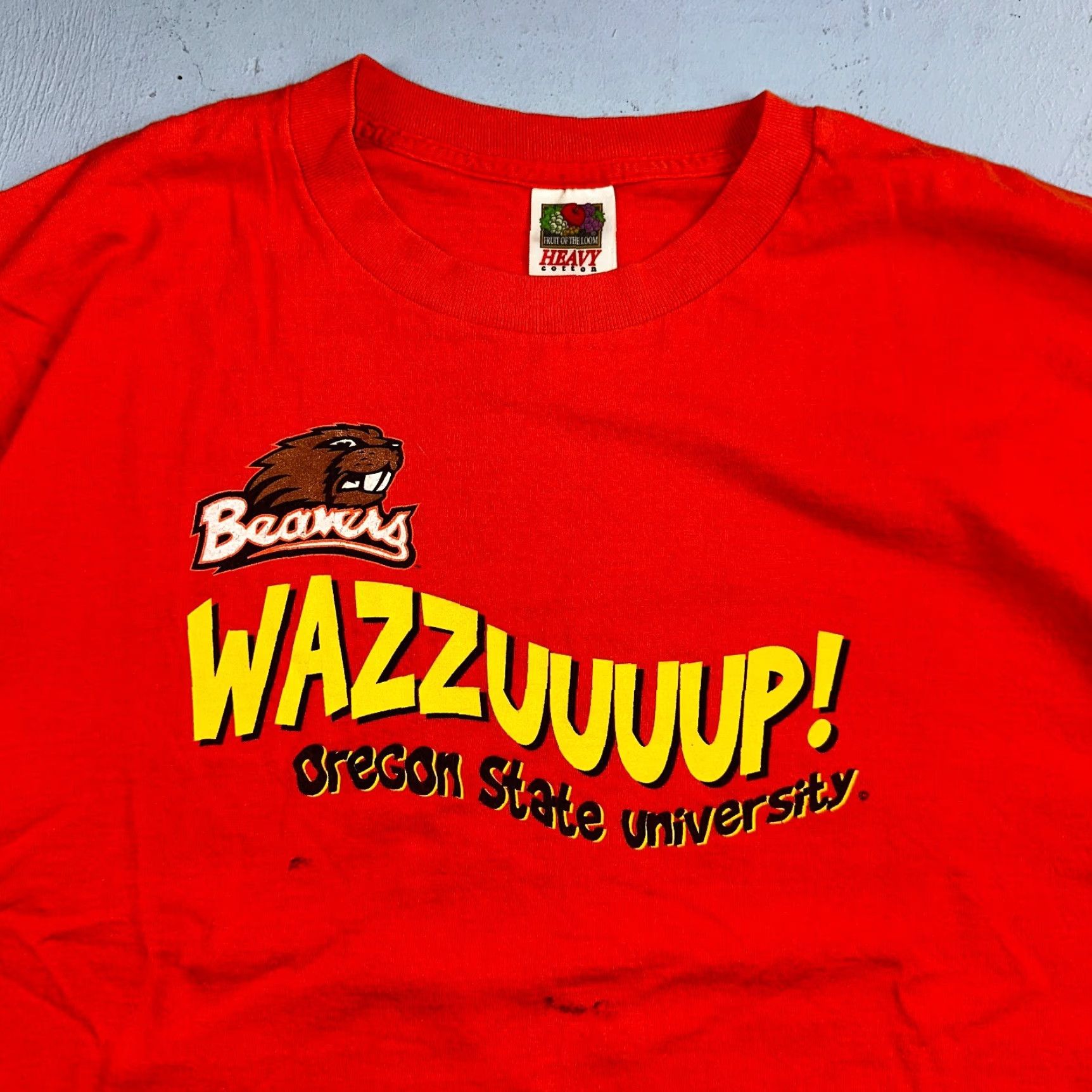 Fruit Of The Loom VINTAGE Oregon Beavers T Shirt OSU Wazzuuuup 90s Orange XL Crew Neck Short Sleeve Men Fruit of the Loom Vintage 90s College Graphic Size US XL / EU 56 / 4 - 2 Thumbnail