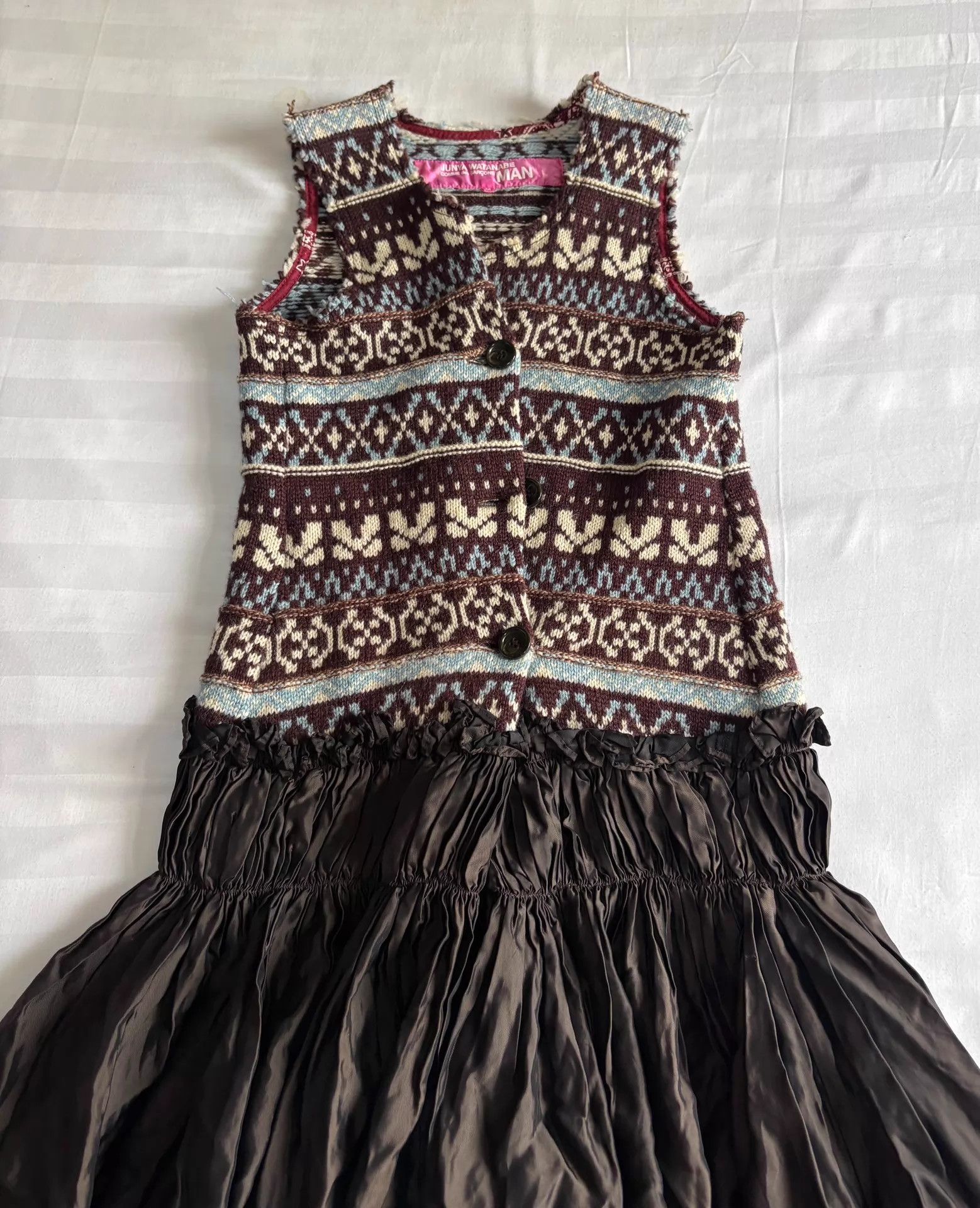 Junya Watanabe Junya Watanabe Vintage Knit Patchwork Pleated Dress M Size M / US 6-8 / IT 42-44 - 3 Thumbnail