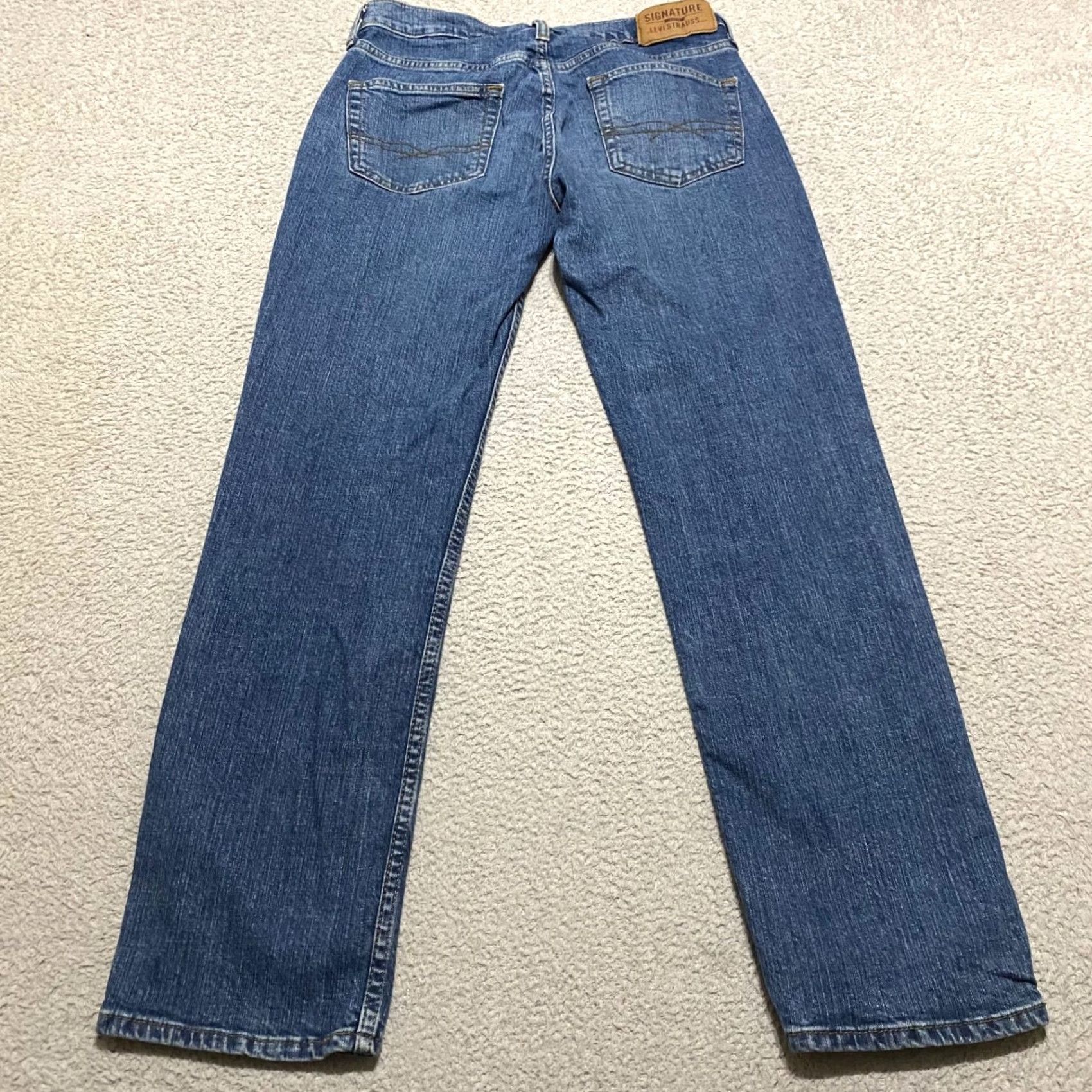 Levi's Levi's Signature Jeans Blue Denim Medium Wash Straight Mid Rise Mens 29x30 5-Pocket Size US 29 - 2 Thumbnail