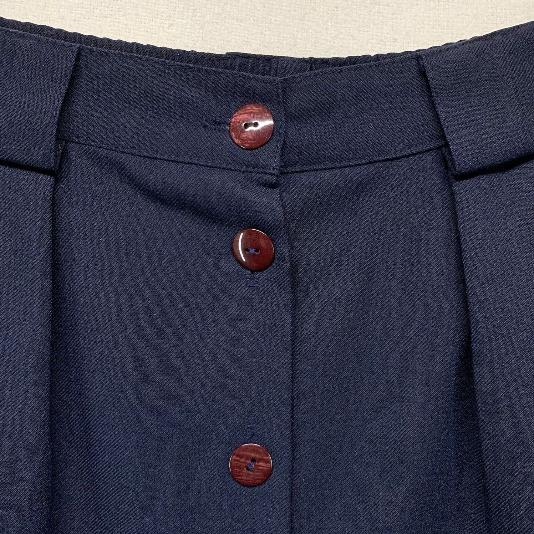 Vintage Womens Christy Girl Vintage Skirt Made USA Navy Blue Button Petite 12P Knee Length Tailored Pants No, sorry Size 34" / US 12 / IT 48 - 6 Thumbnail