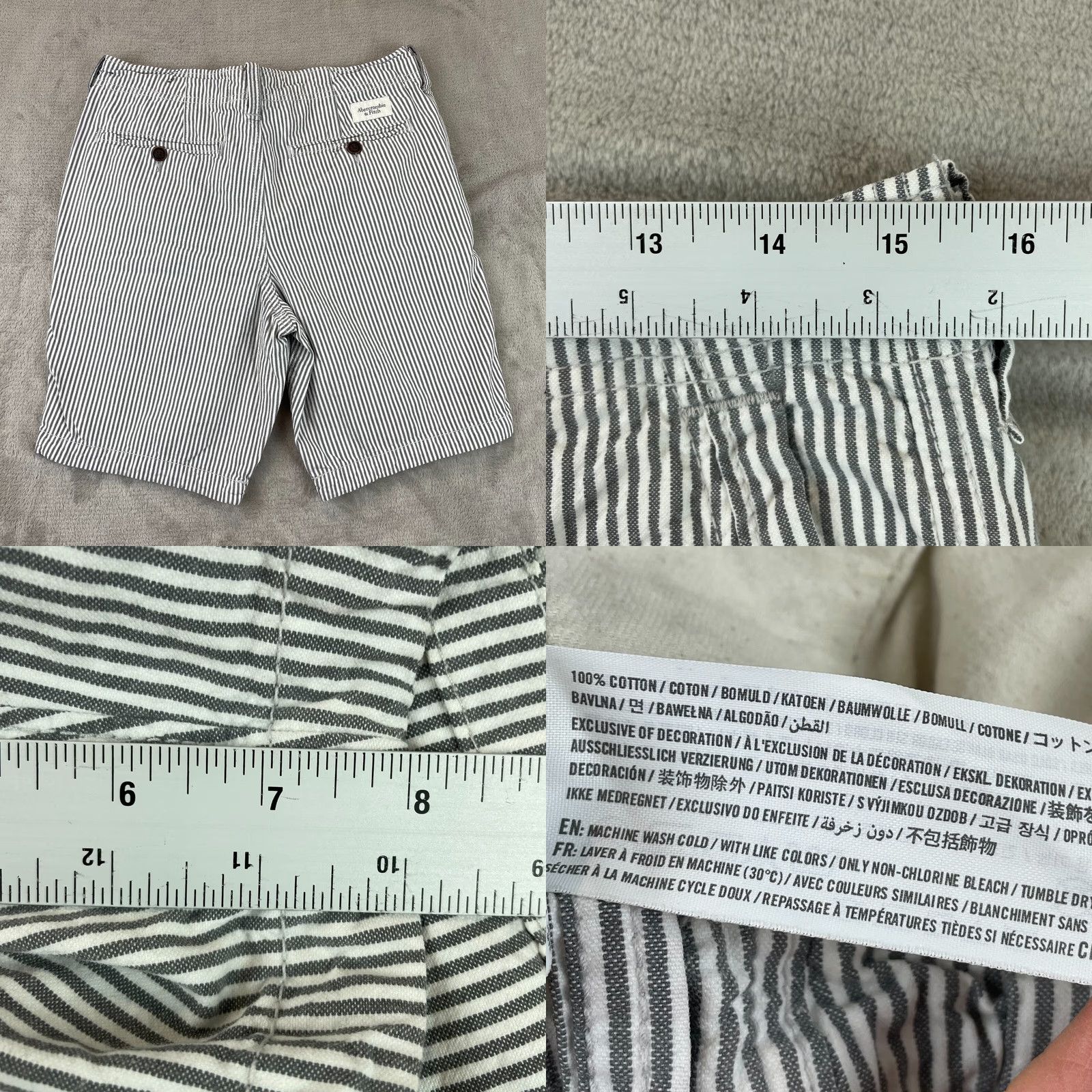 Abercrombie & Fitch Abercrombie & Fitch Shorts Mens 30 Gray Hickory Striped Button Fly Preppy 8" Size US 30 / EU 46 - 8 Thumbnail