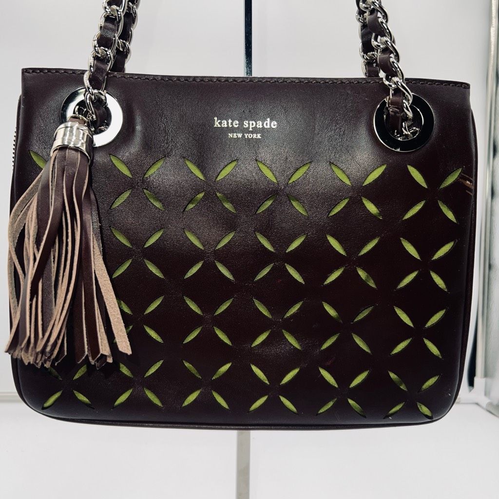 Kate Spade Kate Spade Laser Cut Chain Double Handle Shoulder Leather Ba Size ONE SIZE - 1 Thumbnail