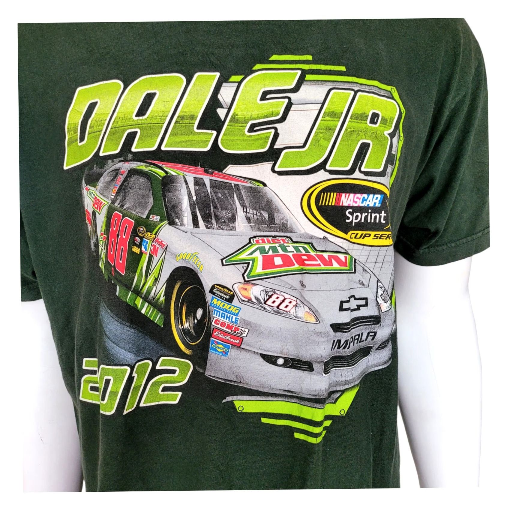 NASCAR Vintage NASCAR Dale Earnhardt Jr. #88 Diet Mountain Dew T-Shirt XL Black/Green NASCAR Shirt Mens Size US XL / EU 56 / 4 - 3 Thumbnail