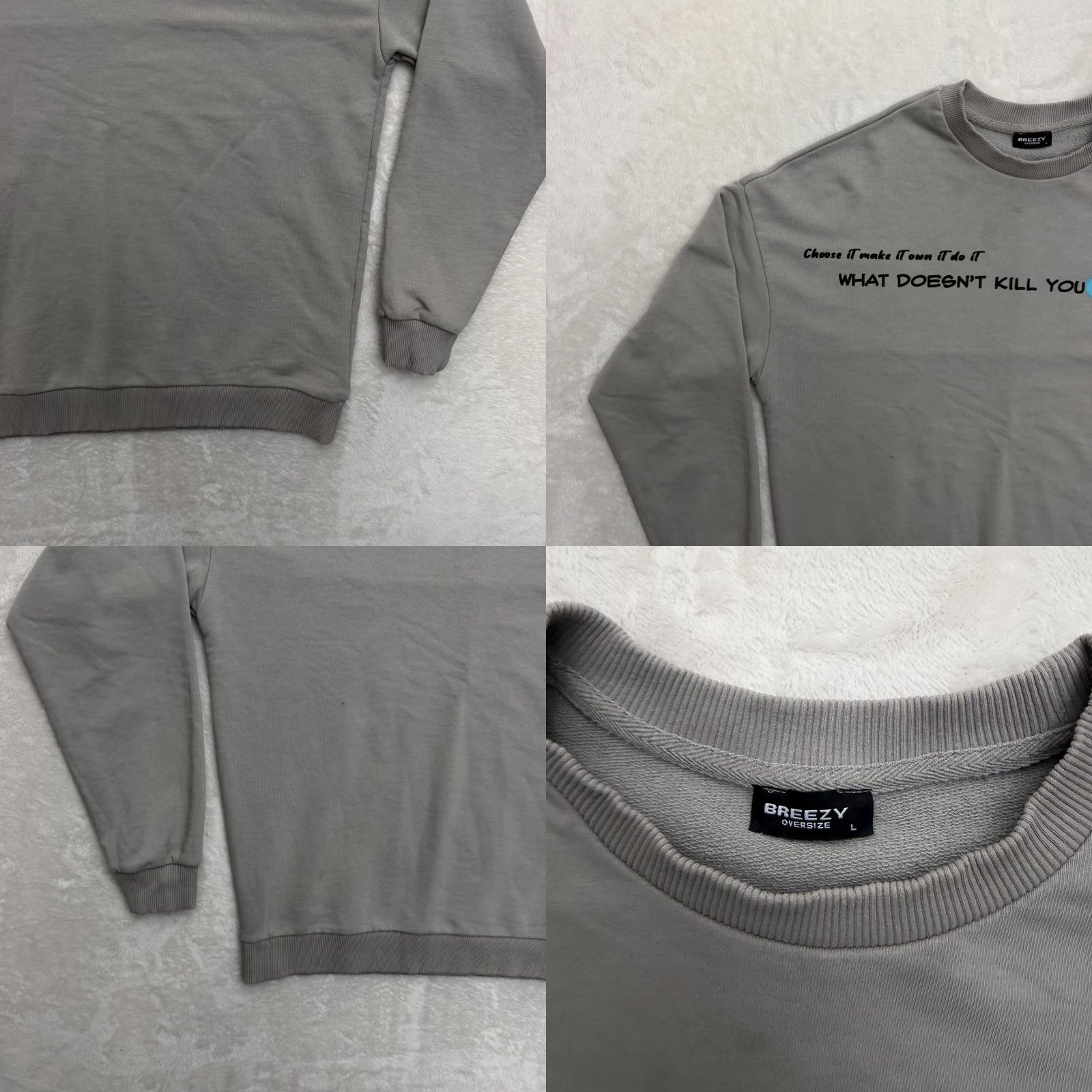 Vintage BREEZY Sweatshirt Mens L Gray Graphic Print Pullover Quote Crew Neck Relaxed Fit All Seasons Size US L / EU 52-54 / 3 - 9 Thumbnail