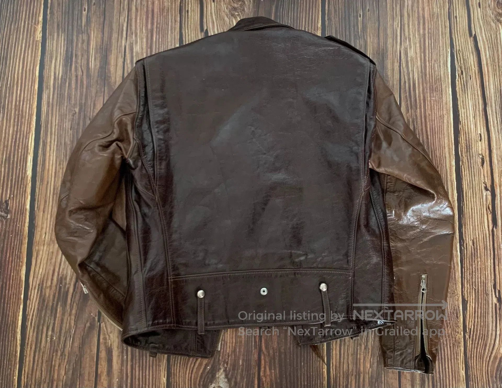 Eastman Leather Clothing brown leather motorcycle jacket with pockets. Size US M / EU 48-50 / 2 - 3 Thumbnail