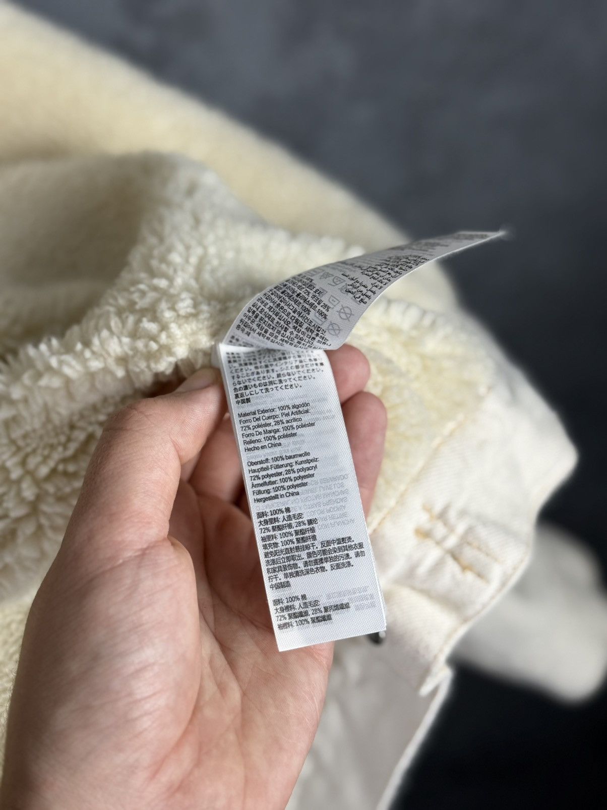 Allsaints AllSaints Mens Cream Cotton Sherpa Lined Denim Jacket Size US L / EU 52-54 / 3 - 14 Thumbnail