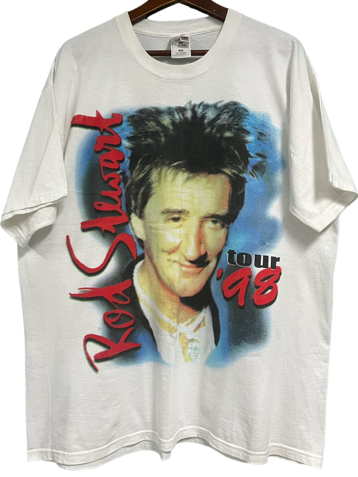 image of Band Tees x Rodeo Vintage Rod Stewart 90's T Shirt in White, Men's (Size XL)