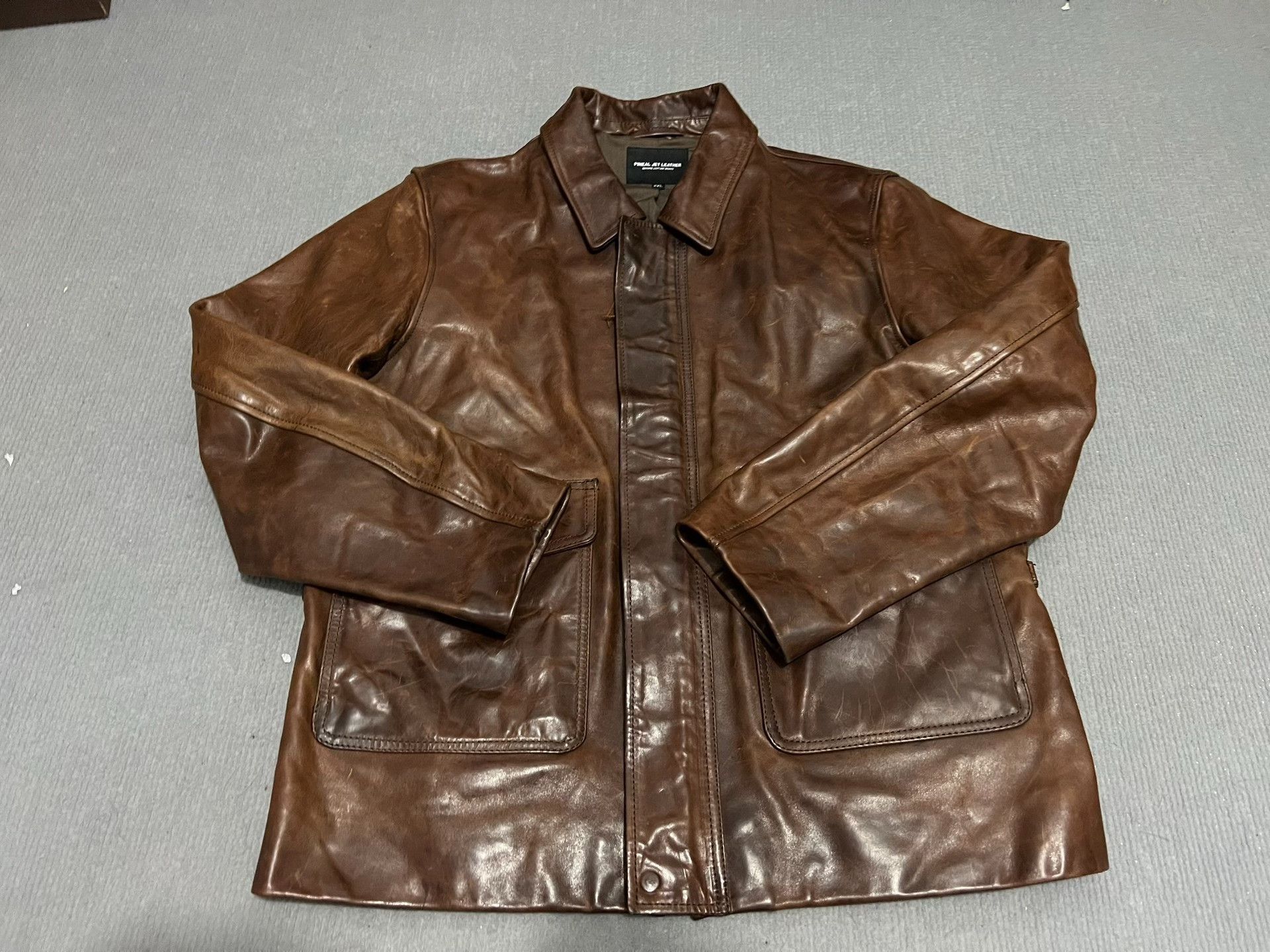 RRL Ralph Lauren Vintage Oil Wax Horse Leather Jacket Size US L / EU 52-54 / 3 - 1 Thumbnail