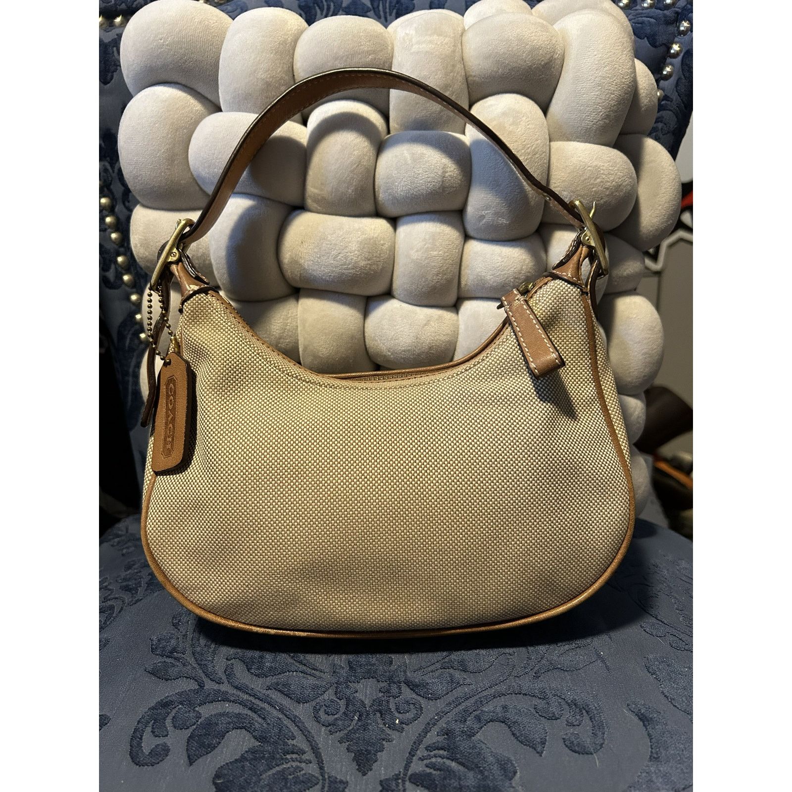 Coach Vintage Mini Hobo Beige Tweed Shoulder Bag