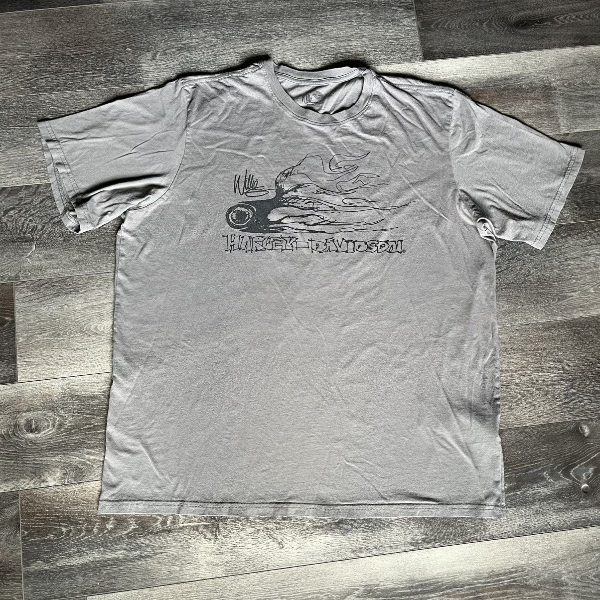 Harley Davidson × Vintage Vintage Harley Davidson Willie G Flaming Wheel Graphic Tee Size US XL / EU 56 / 4 - 2 Thumbnail