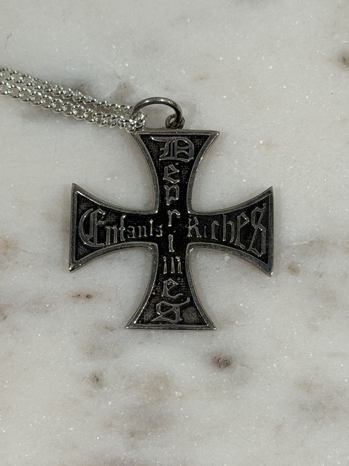 Enfants Riches Deprimes Enfants Riches Deprimes Silver Cross Gothic Logo Necklace Size ONE SIZE - 6 Thumbnail