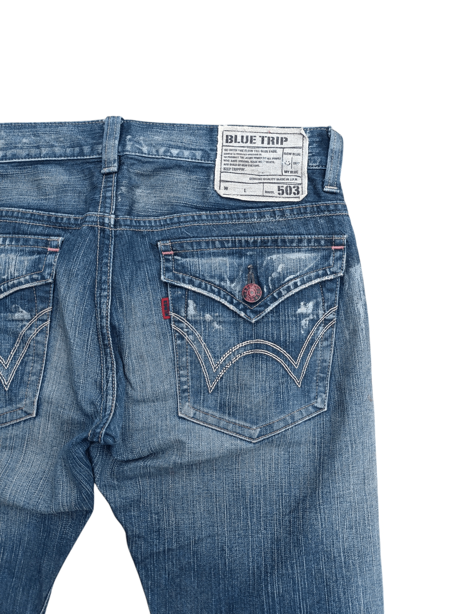 Edwin FLARED Edwin 503 Blue Trip Dirty Mud Wash Distressed Jeans Size US 35 - 12 Thumbnail