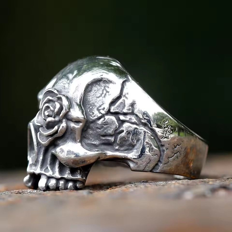 Jewelry CRAFTED SKULL & ROSE ( Size 7-13 Available ) Size ONE SIZE - 3 Thumbnail
