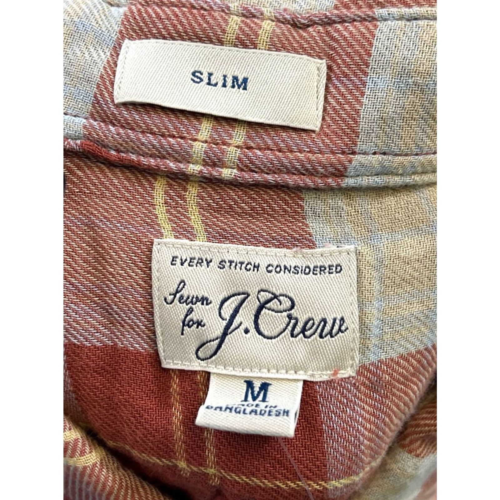 J.Crew J.CREW Button-Up Shirt Mens M Brown Beige Gray Cotton Plaid Knit Long Sleeve Casual Fall Winter Spring Size US M / EU 48-50 / 2 - 3 Thumbnail