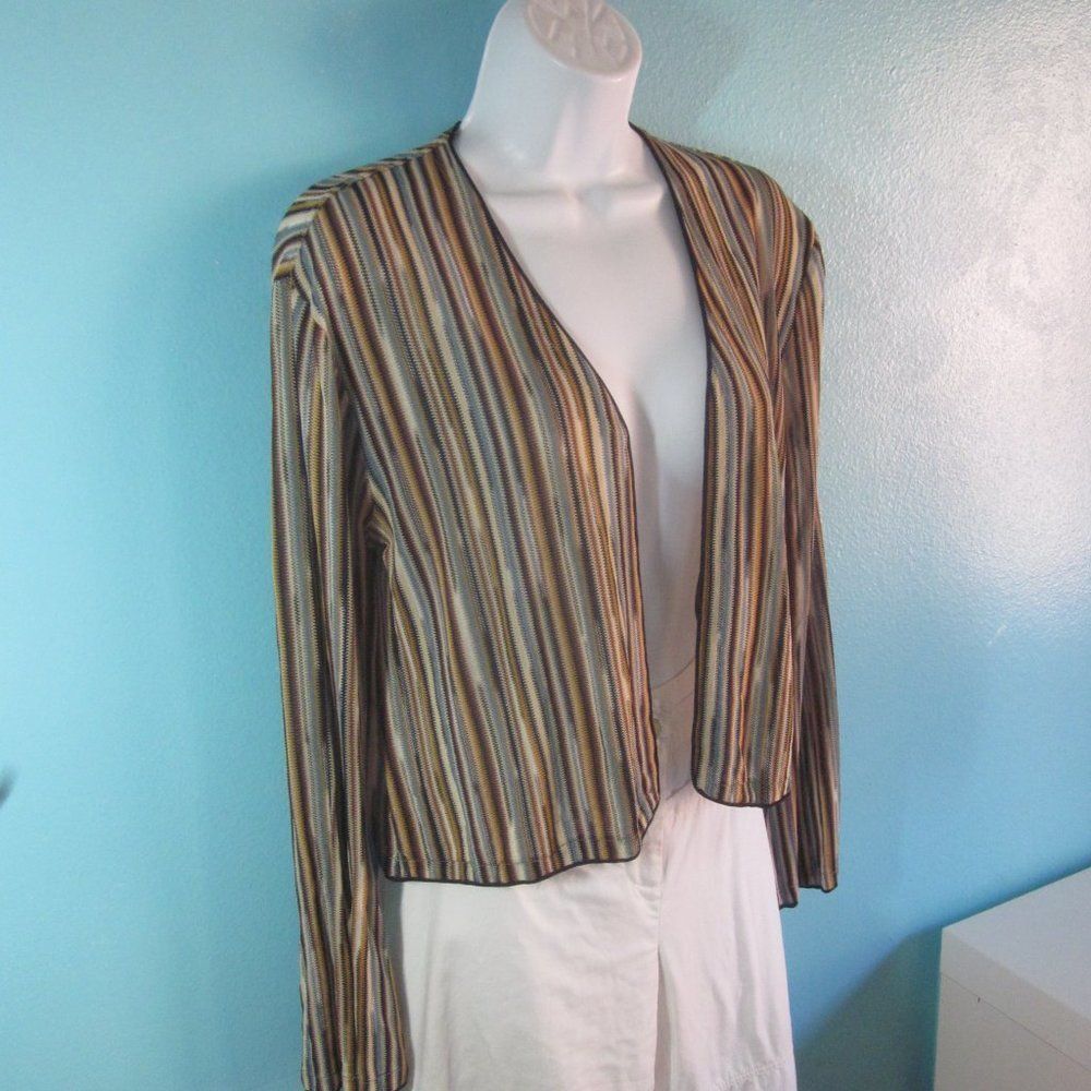Zanella Zanella Womens Striped Open Front Crop Cardigan Size XL Size L / US 10 / IT 46 - 1 Thumbnail
