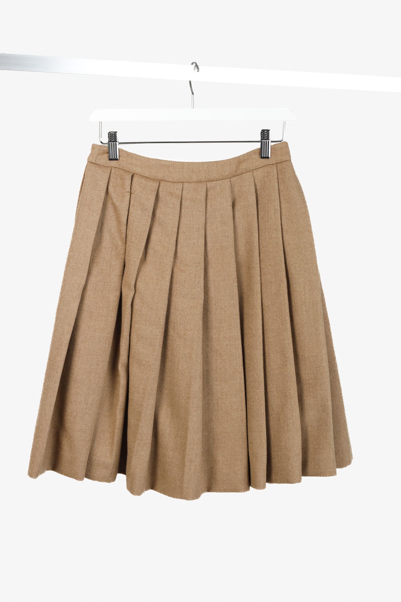 Miu Miu Miu Miu 2007 Tan Wool Pleated Skirt Miu Miu Size 26" / US 2 / IT 38 - 2 Thumbnail