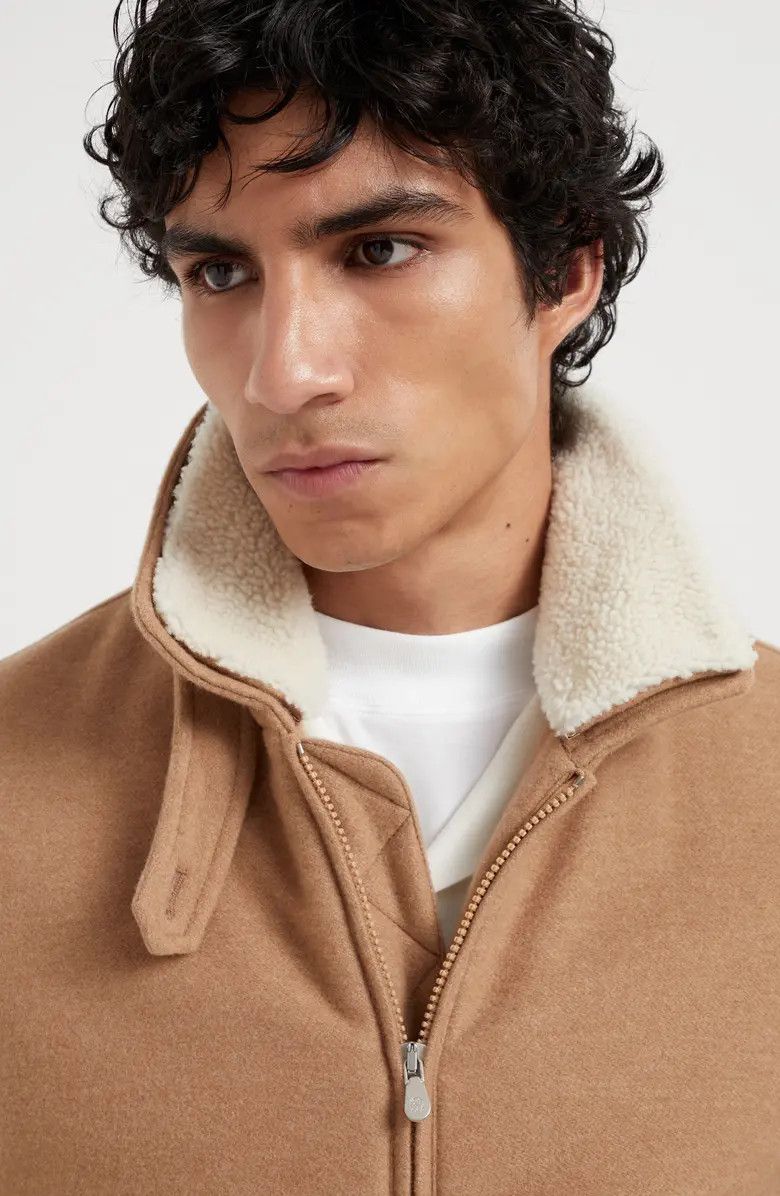 Brunello Cucinelli o1w1db10326 Cashmere Bomber Jacket in Camel Brown Size US M / EU 48-50 / 2 - 6 Thumbnail