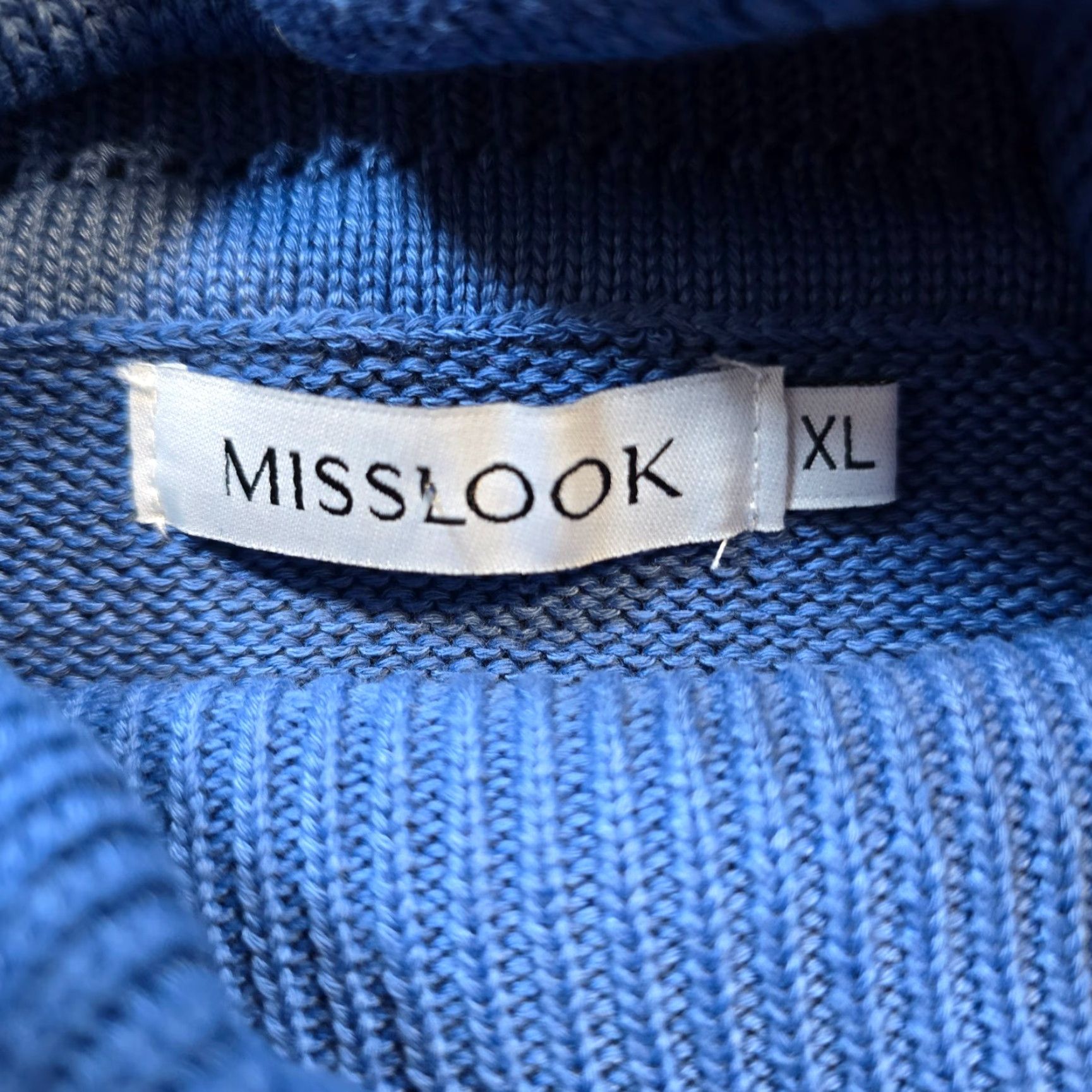 Vintage Misslook Sweater XL Womens Blue Flowers Turtleneck Knit Long Sleeve Capsule Size XL / US 12-14 / IT 48-50 - 3 Thumbnail