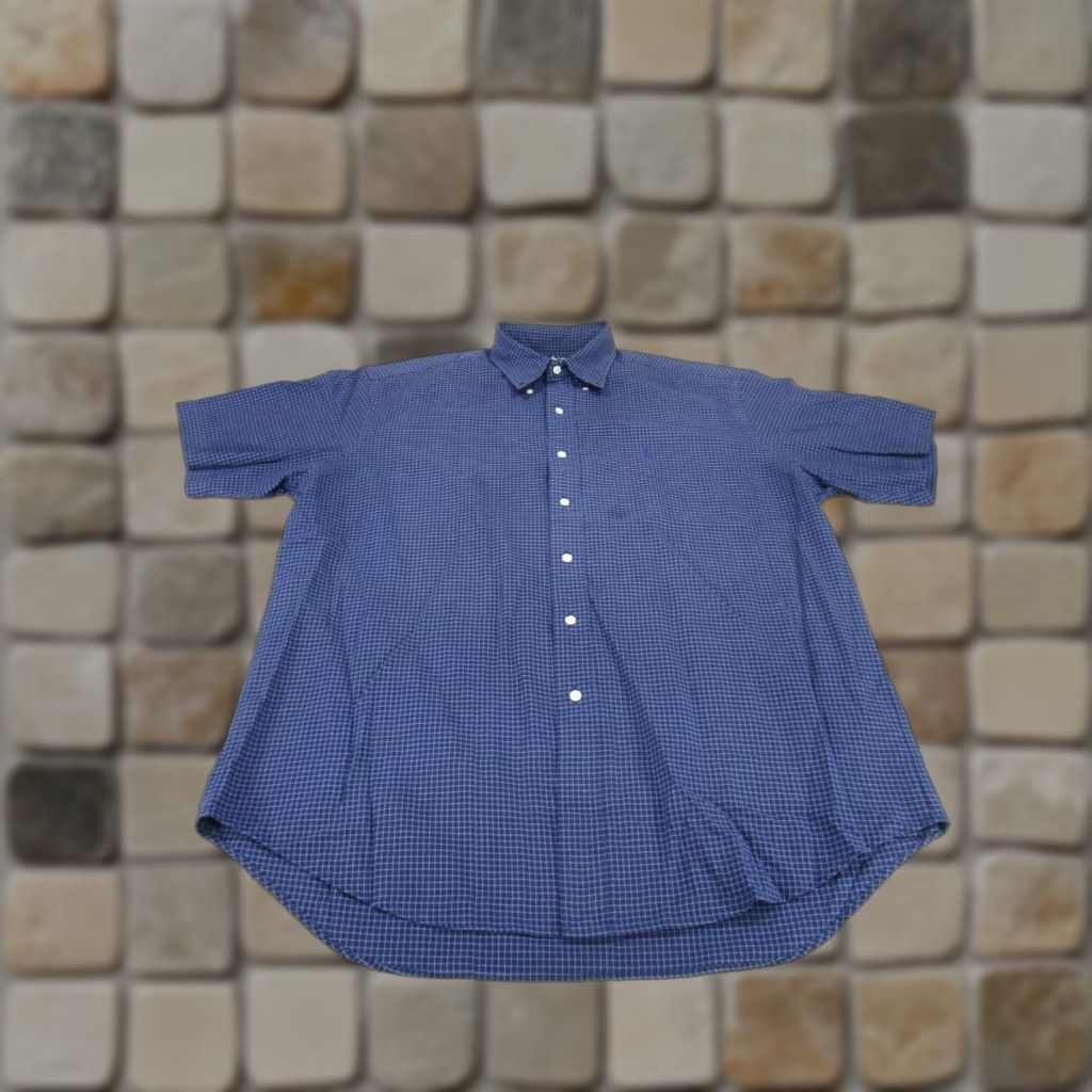 Ralph Lauren VINTAGE Ralph Lauren Shirt Mens Large Plaid Button-Up Blue Cotton L Men Size US L / EU 52-54 / 3 - 1 Thumbnail