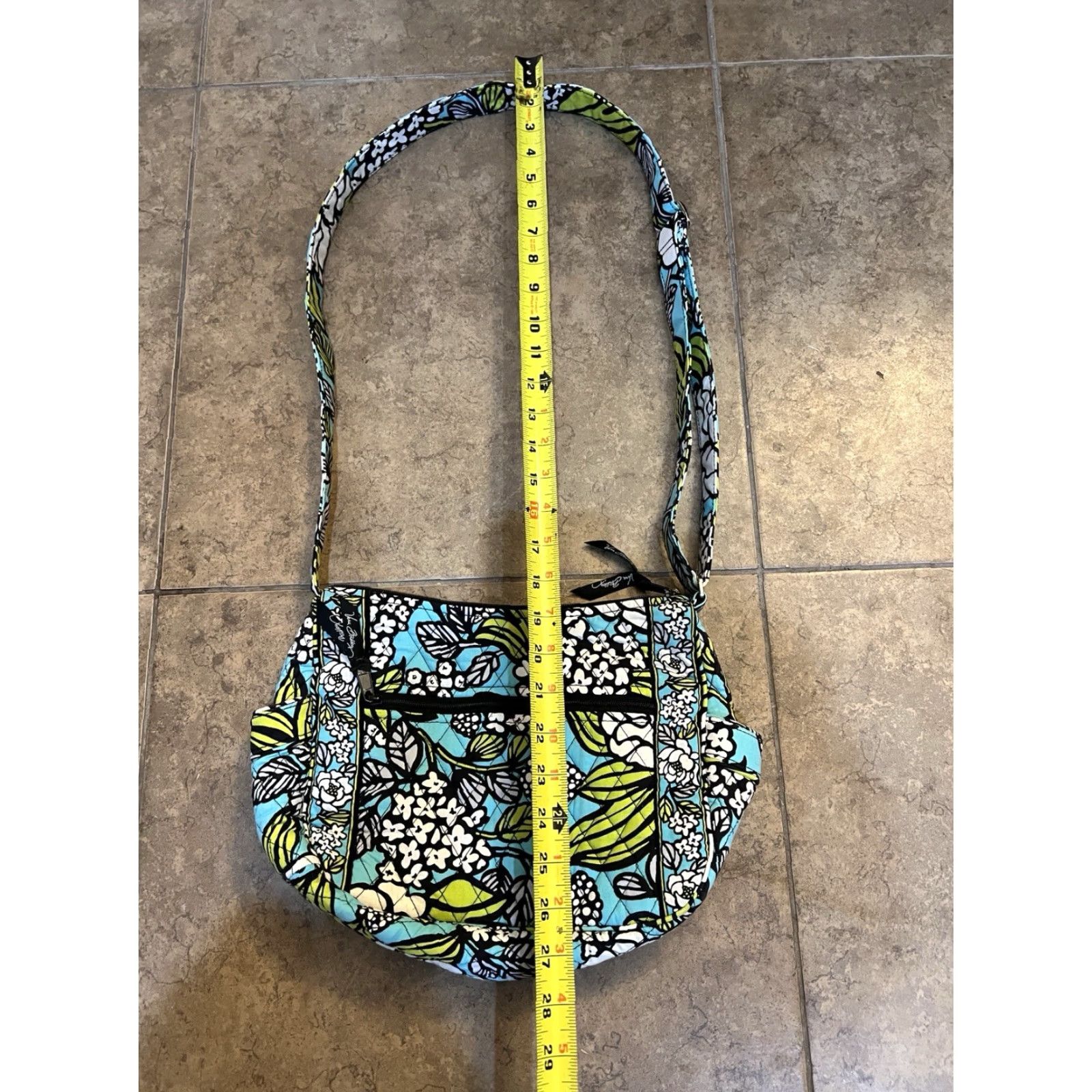 Vera Bradley VINTAGE Vera Bradley Crossbody Bag Women Medium Floral Bohemian 2000s Green Blue Purse Size ONE SIZE - 5 Thumbnail