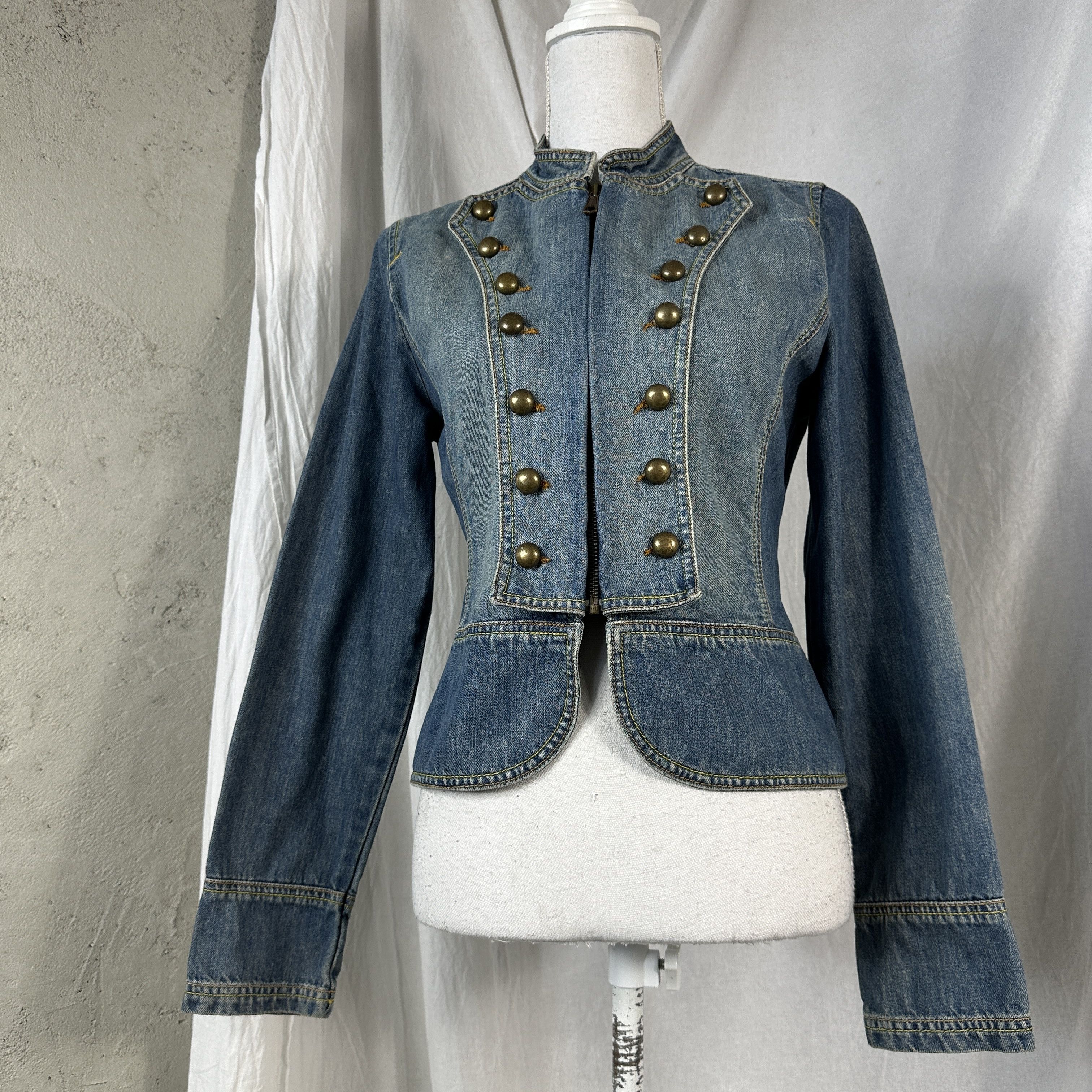 Vintage Vintage Denim Officer Military Styled 00S Jeans Jacket Size M / US 6-8 / IT 42-44 - 6 Thumbnail