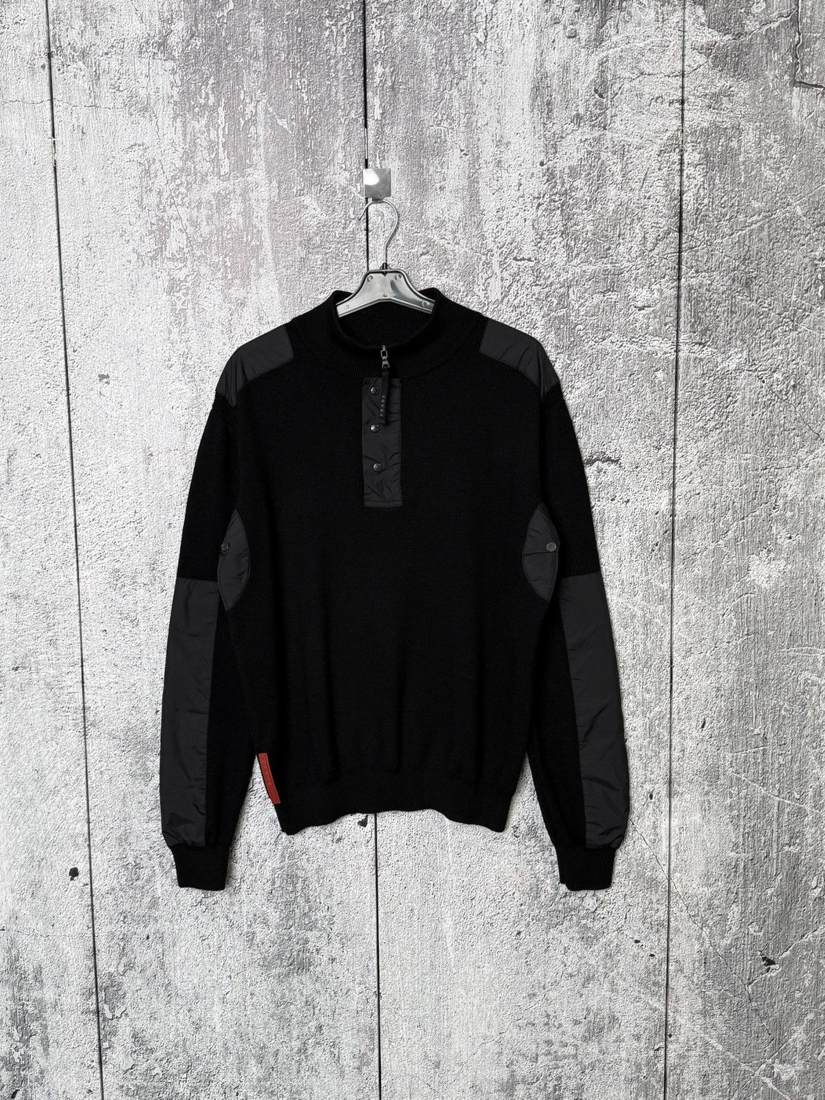 Prada Vintage Prada Sport Black Wool & Nylon Sweater Zip Pullover Size US L / EU 52-54 / 3 - 1 Thumbnail