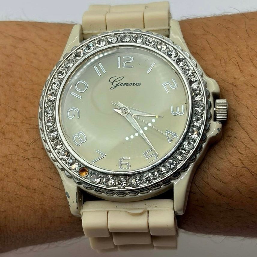 Geneva Cream & Silver Geneva Men’s Watch Size ONE SIZE - 2 Thumbnail
