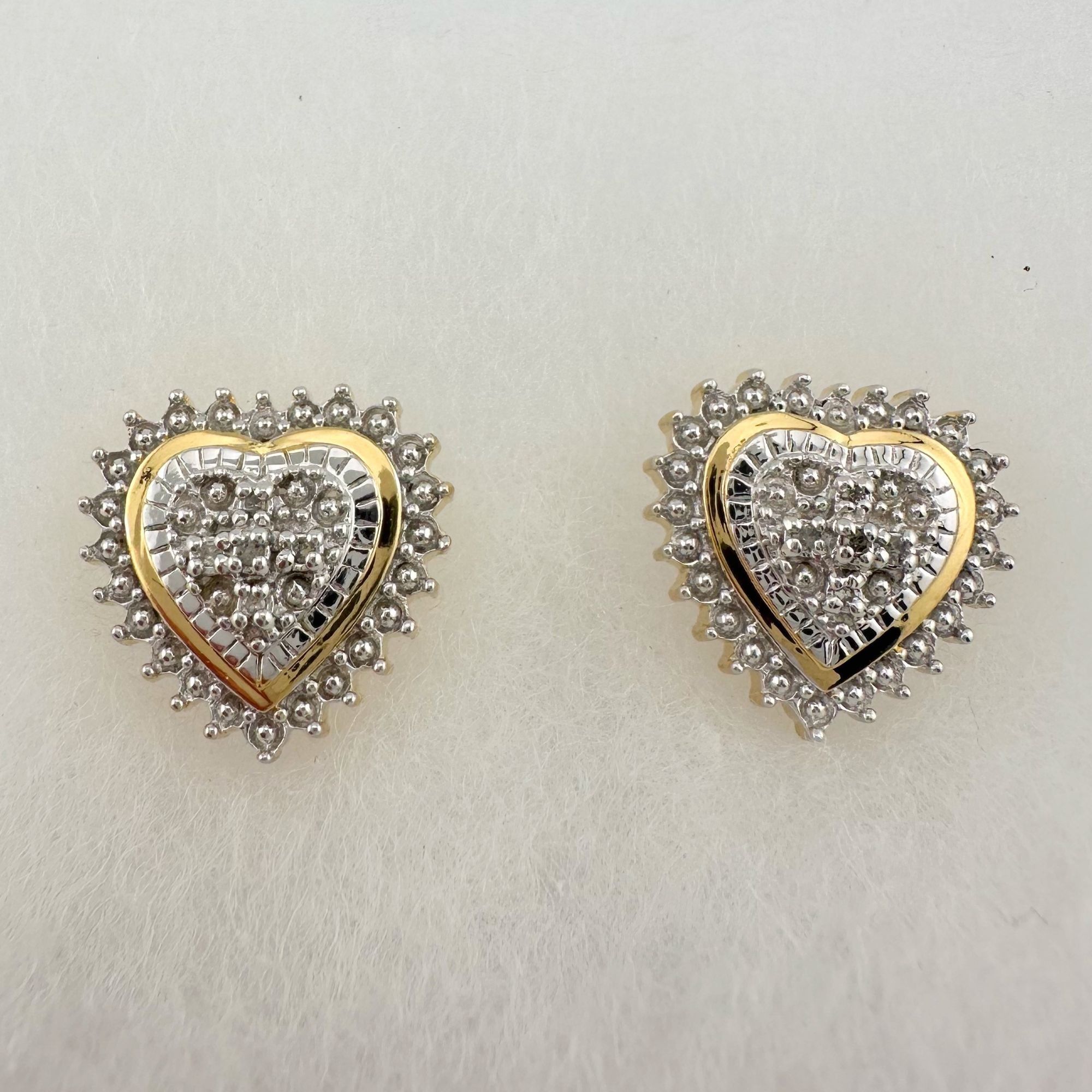 Other Two Tone Diamond Heart Stud Earrings in Sterling with 14 kt Size ONE SIZE - 4 Thumbnail