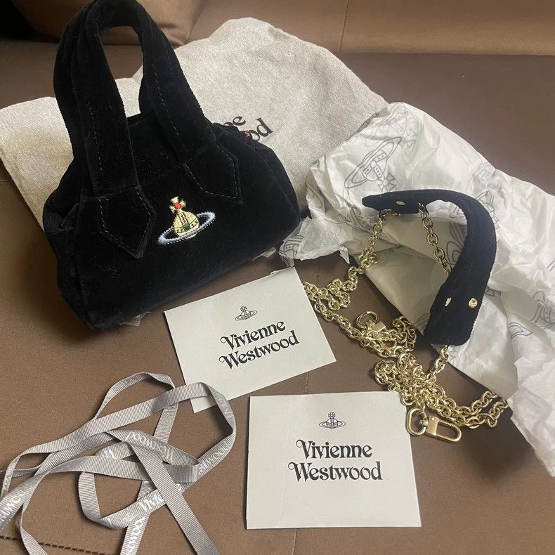 Vivienne Westwood Vivienne Westwood size os Mini black velvet bowling bag Size ONE SIZE - 1 Thumbnail
