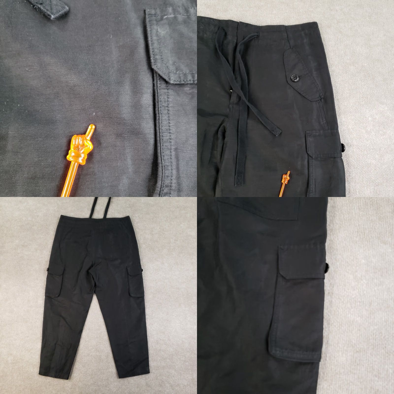 Vince Vince Cropped Pants Womens Medium Black Pockets Linen Blend Drawstring Front Flat Front Size 32" / US 10 / IT 46 - 10 Thumbnail
