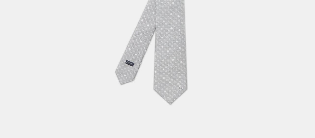 Dior o1w1db10824 Size: OS / Polka Dots Tie in Gray Size ONE SIZE - 2 Thumbnail