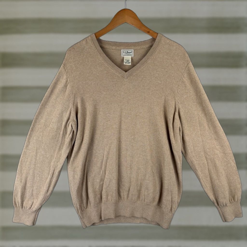Vintage VINTAGE L.L. Bean Sweater Mens Large Brown V-Neck Pullover KnIT Preppy Classic (All Seasons) Mens Size US L / EU 52-54 / 3 - 1 Thumbnail