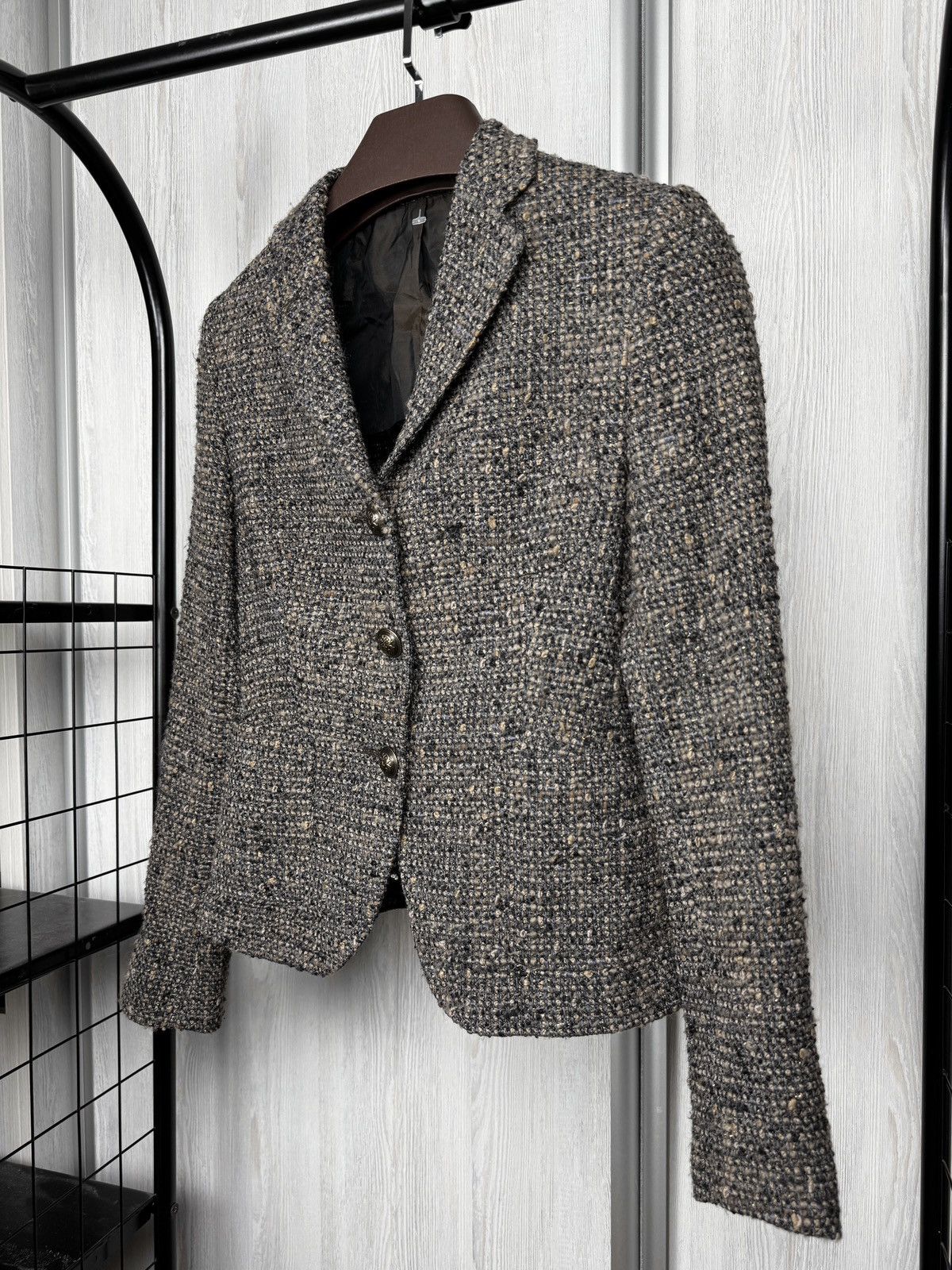 Tagliatore Tagliatore 0205 tweed wool blend metal button unlined blazer Size M / US 6-8 / IT 42-44 - 5 Thumbnail