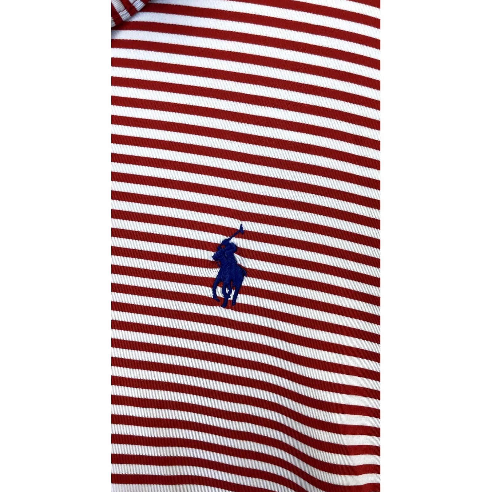 Polo Ralph Lauren Polo Ralph Lauren Mens Medium Polo Shirt Red White Striped Blue Pony Logo Golf Size US M / EU 48-50 / 2 - 2 Thumbnail