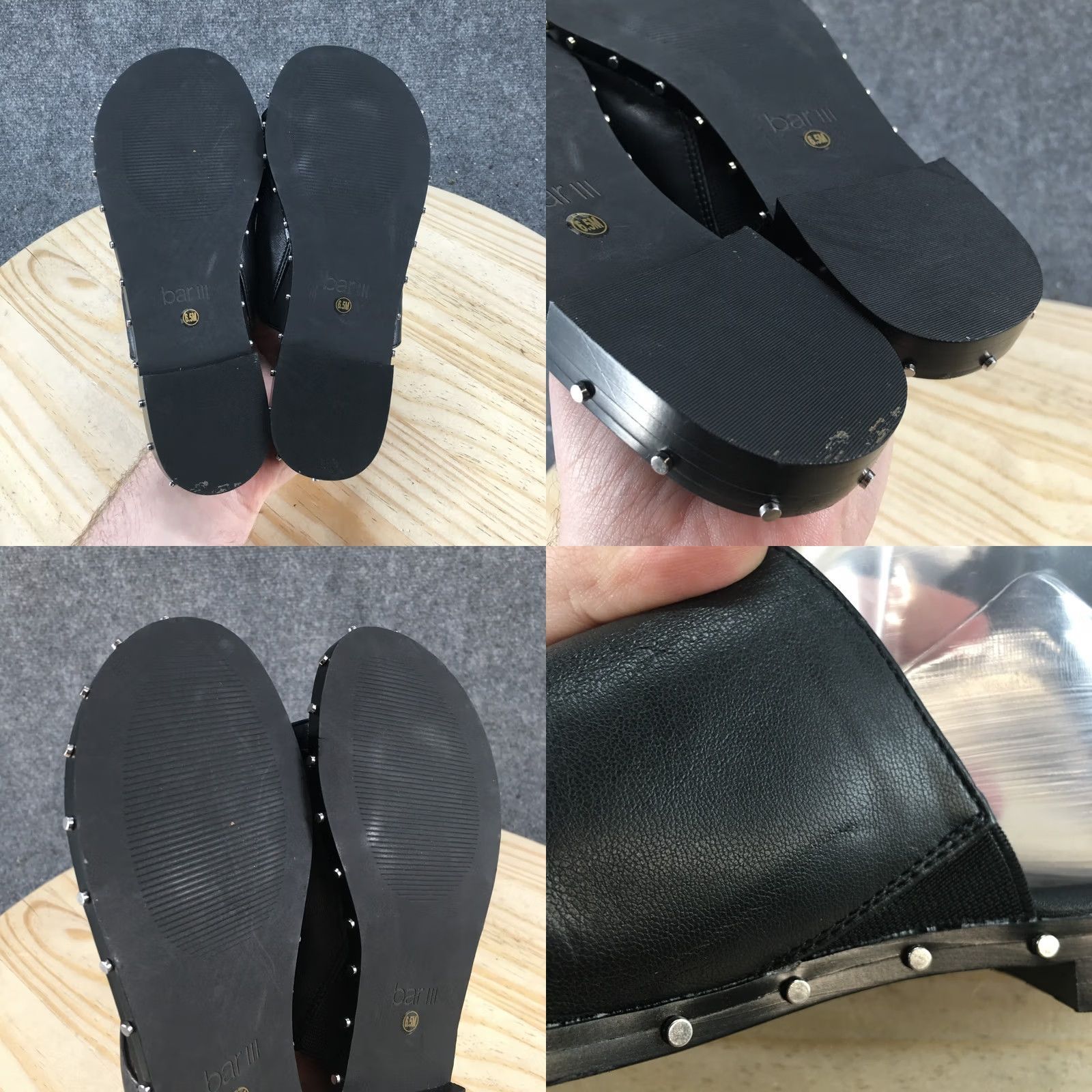 Bar III Bar III Sandals Women 6.5M Hattie Thong Black Faux Leather Studded Casual NEW Size US 7 / IT 37 - 8 Thumbnail