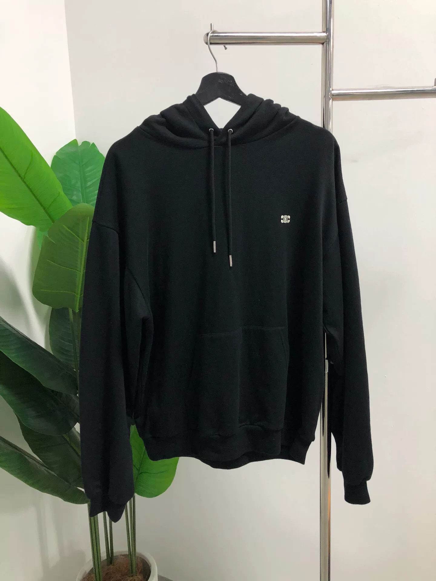 Celine Celine Black Hooded Sweatshirt with Embroidery Size US L / EU 52-54 / 3 - 1 Thumbnail