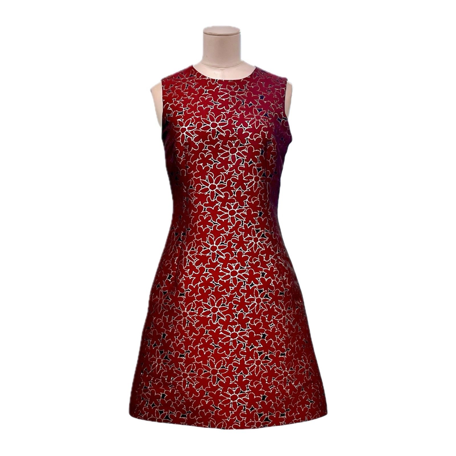 Dolce & Gabbana DOLCE & GABBANA Red Metallic Sleeveless Mini Dress 44 L Size M / US 6-8 / IT 42-44 - 1 Thumbnail